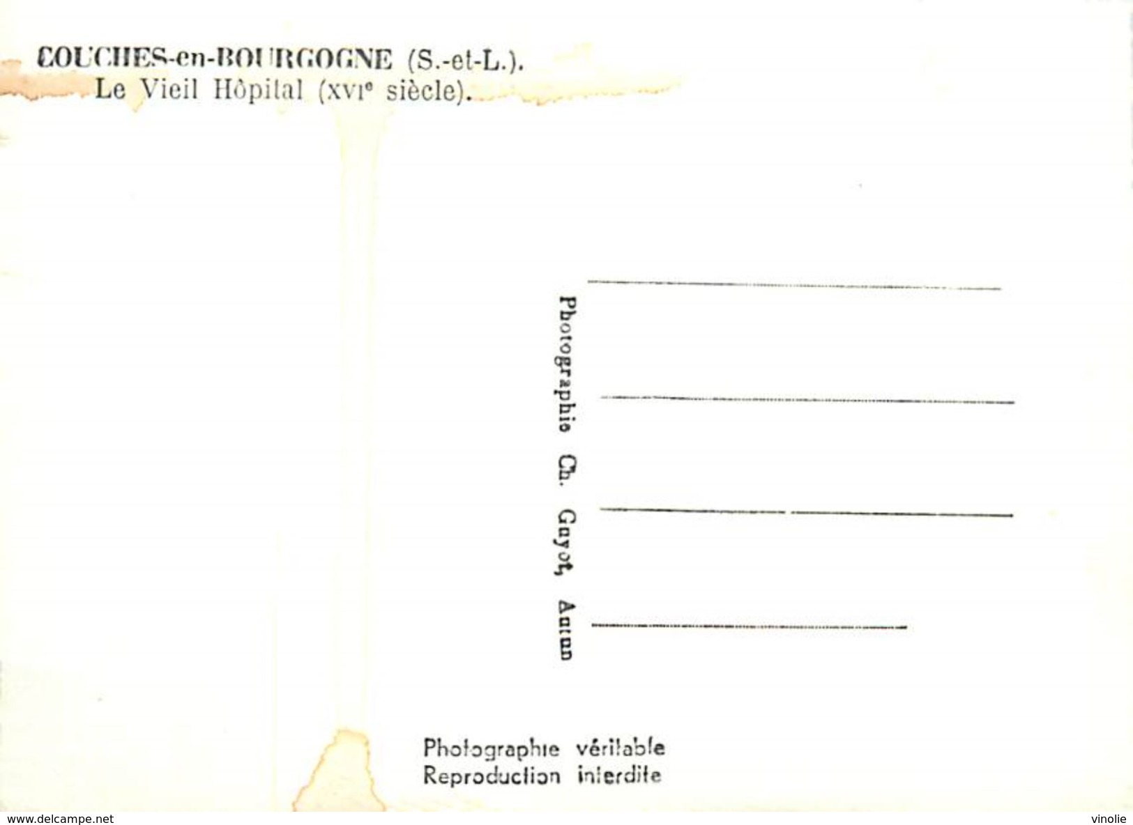 PIE 17-FL-8922 : COUCHES-EN-BOURGOGNE. VIEIL HOPITAL - Autres & Non Classés