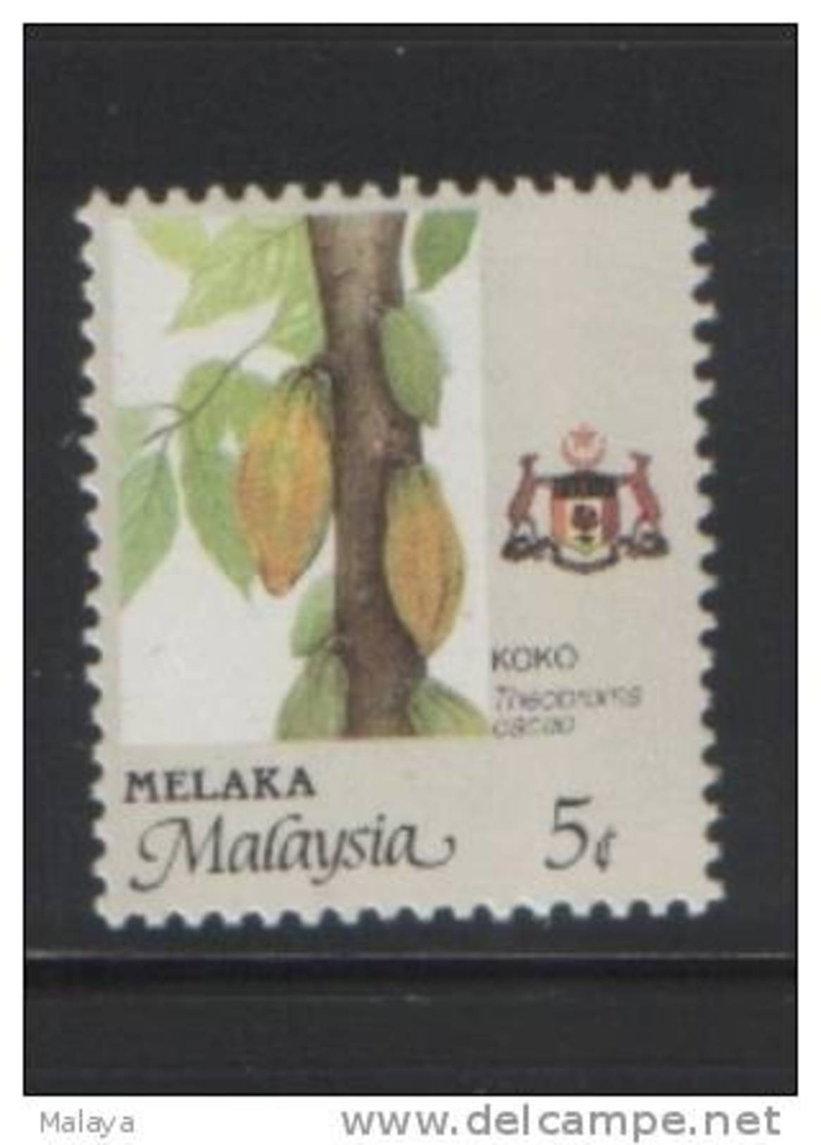 Malaysia 1986-96 Agro Malacca 5c P14x13.75 WMK Sideways MNH - Malaysia (1964-...)