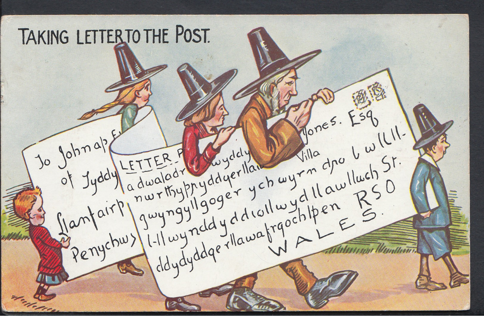 Wales Postcard - Taking Letter To The Post DC847 - Other & Unclassified