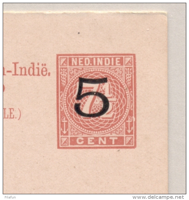 Nederlands Indië - 1908 - 5+5 Cent Opdruk Op 7,5+7,5 Cent Cijfer, Briefkaart G19a, Ongebruikt - H&amp;G 20 - Nederlands-Indië