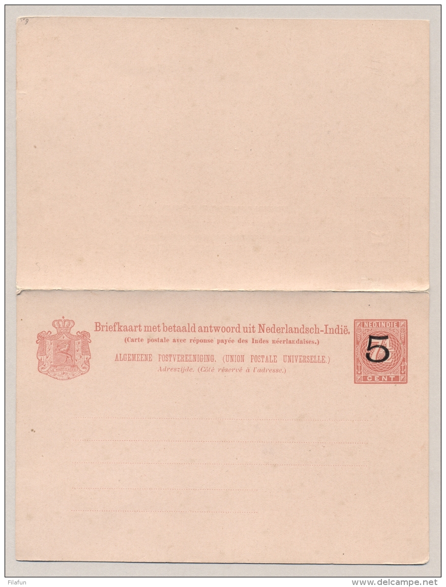 Nederlands Indië - 1908 - 5+5 Cent Opdruk Op 7,5+7,5 Cent Cijfer, Briefkaart G19a, Ongebruikt - H&amp;G 20 - Nederlands-Indië