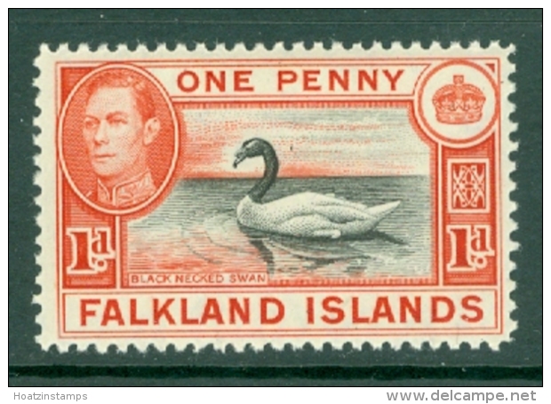 Falkland Is: 1938/50   KGVI   SG147a    1d   Black &amp; Vermilion   MH - Islas Malvinas