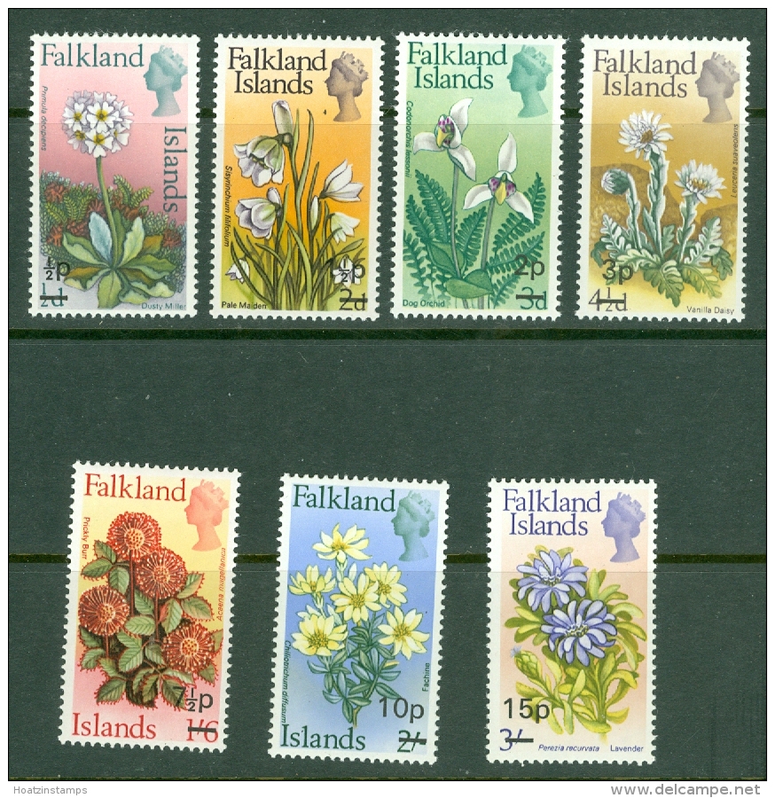 Falkland Is: 1971   QE II - Flowers - Decimal Currency Surcharge Set  SG263-275       MH - Falklandinseln