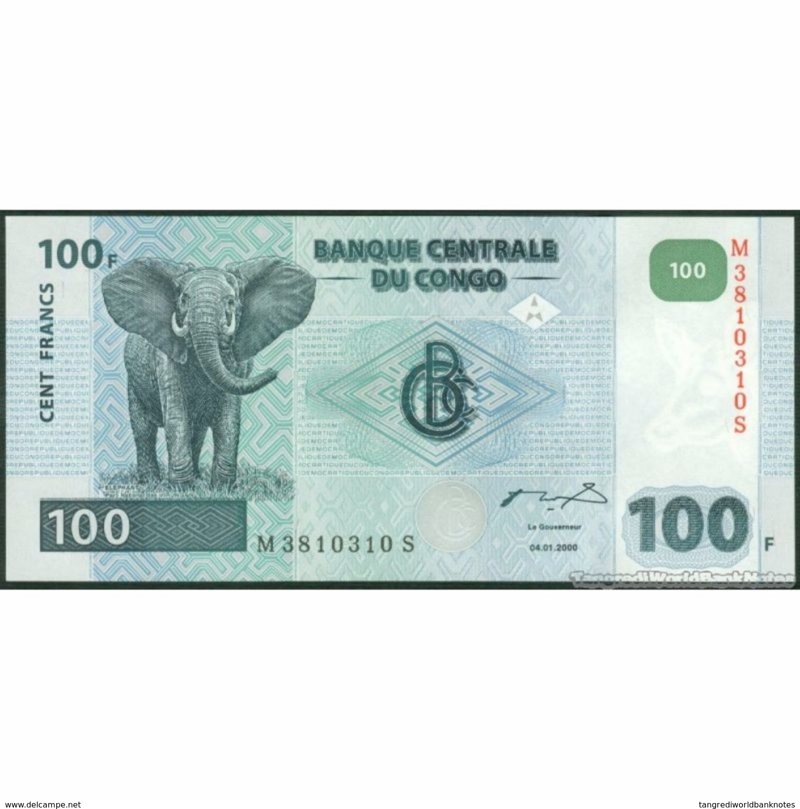 TWN - CONGO DEM. REP. 92 - 100 Francs 4.1.2000 M-S (G&D) UNC - Repubblica Democratica Del Congo & Zaire
