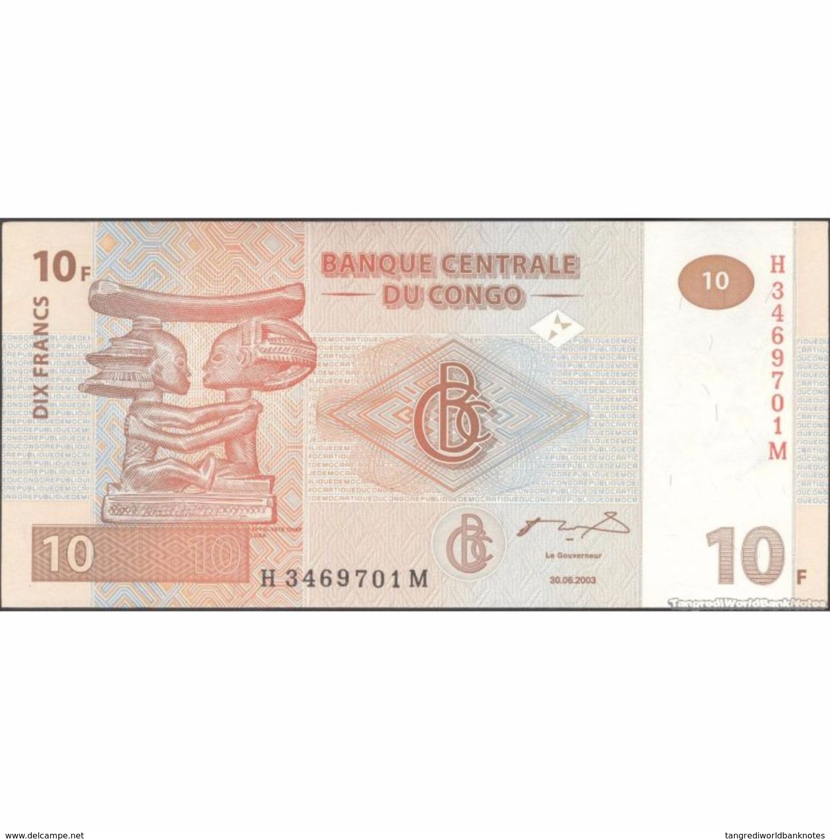 TWN - CONGO DEM. REP. 93a - 10 Francs 30.6.2003 H-M (G&D) UNC - Repubblica Democratica Del Congo & Zaire