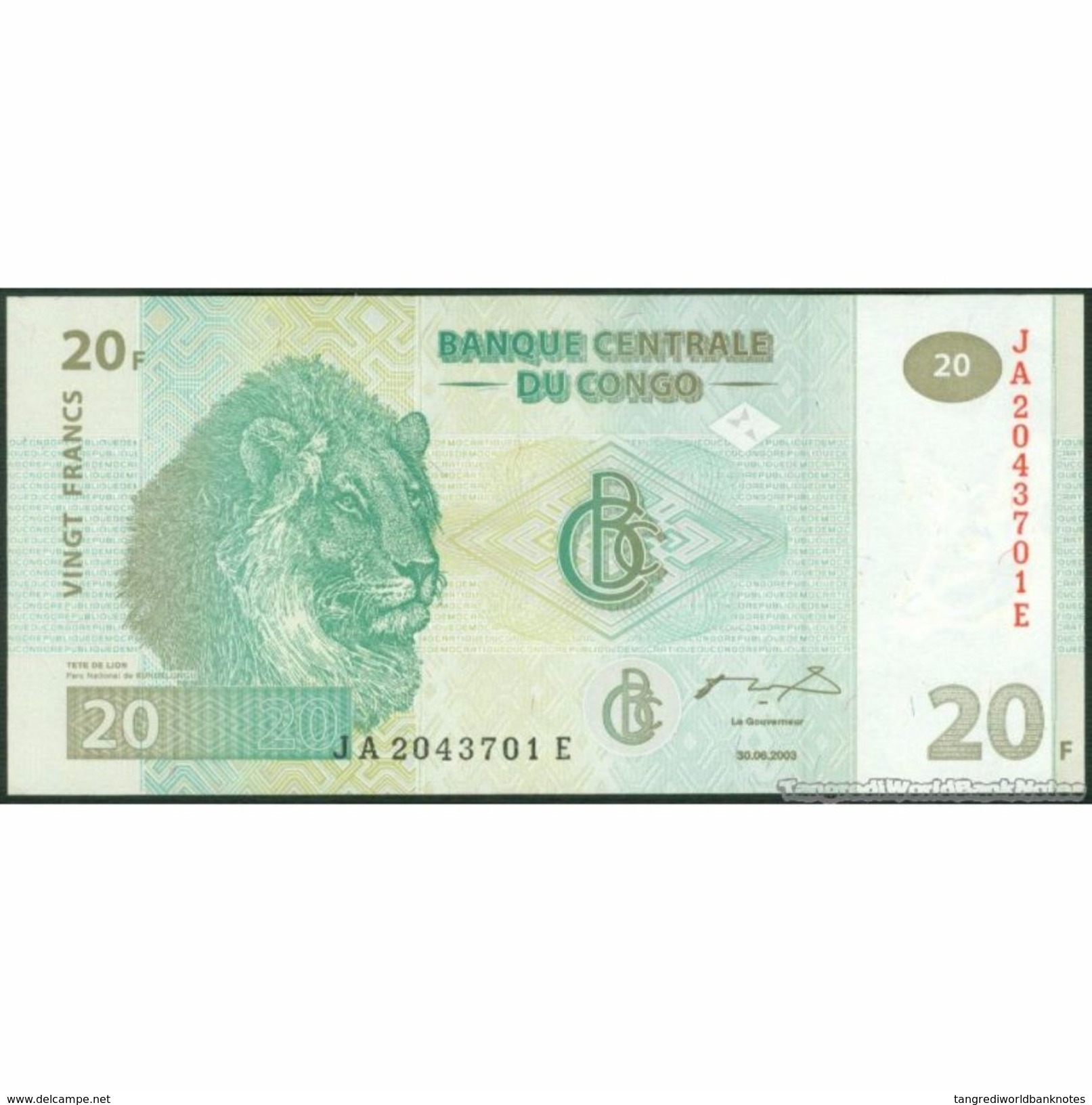 TWN - CONGO DEM. REP. 94 - 20 Francs 30.6.2003 JA-E (HdM) UNC - Repubblica Democratica Del Congo & Zaire