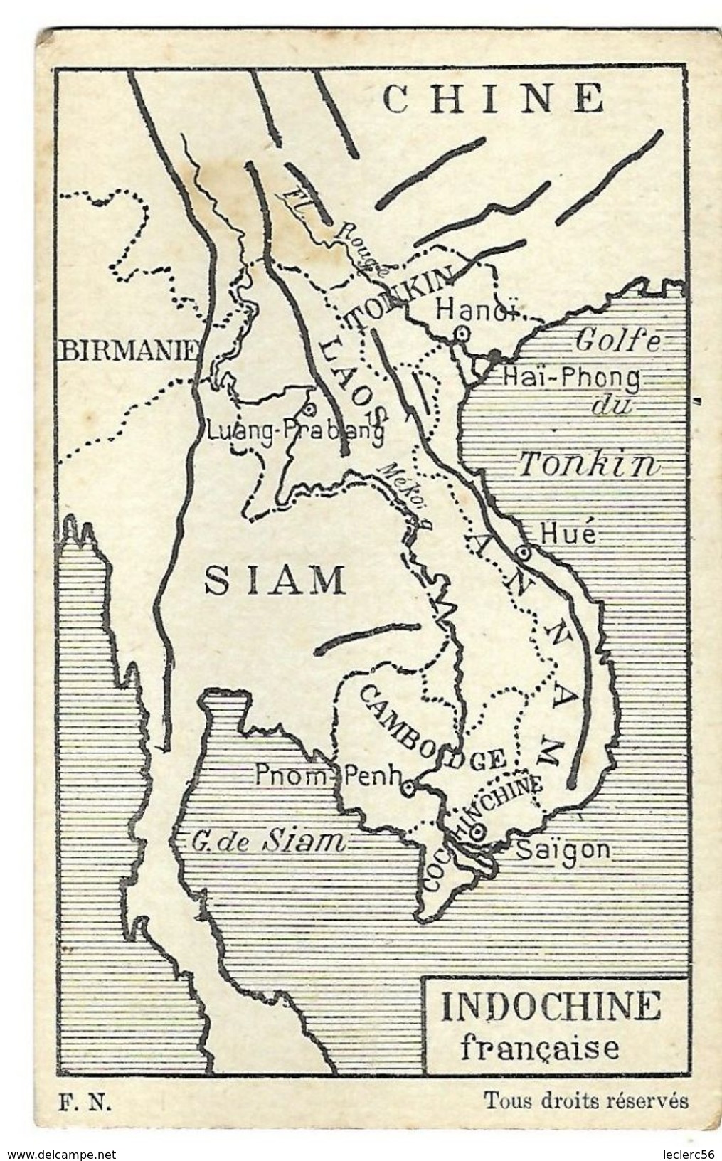 TONKIN SIAM INDOCHINE CARTE GEOGRAPHIQUE CPA 2 SCANS - Viêt-Nam