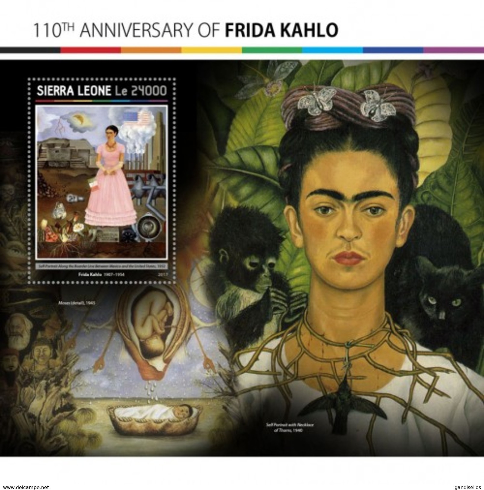 SIERRA LEONE 2017 SHEET FRIDA KAHLO ART PAINTINGS ARTE PINTURAS Srl17115b - Sierra Leone (1961-...)