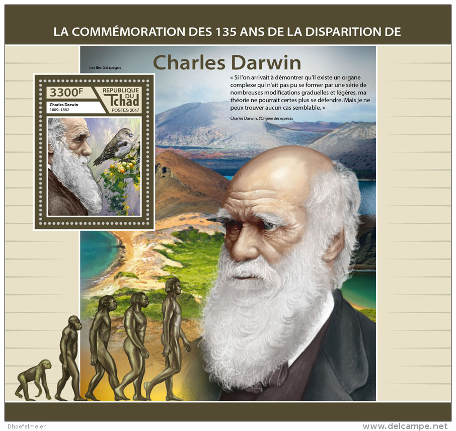 CHAD 2017 ** Charles Darwin Homosapiens S/S - IMPERFORATED - DH1746 - Natur