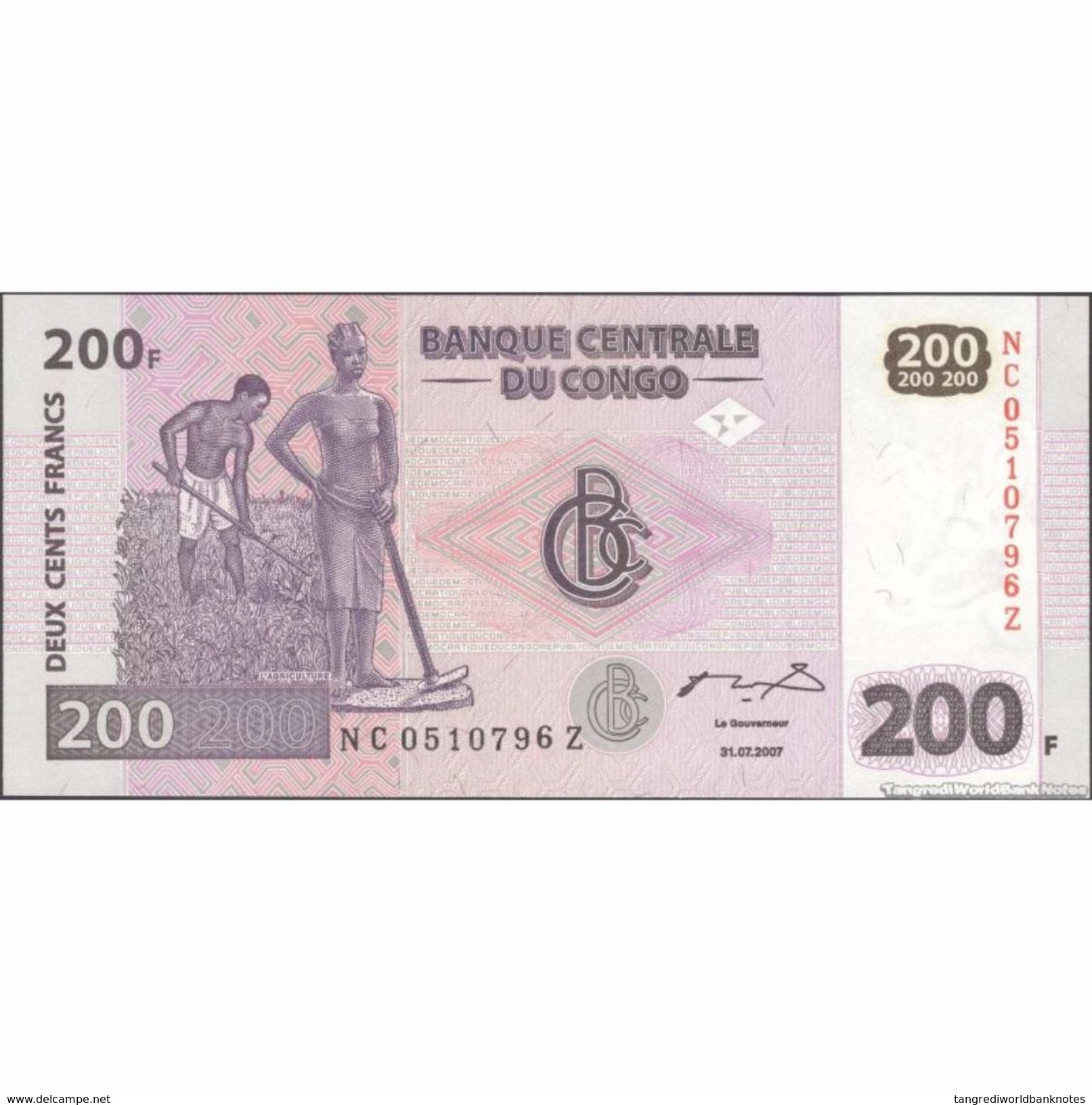 TWN - CONGO DEM. REP. 99A - 200 Francs 31.7.2007 Replacement NC-Z (HdM) UNC - Democratic Republic Of The Congo & Zaire