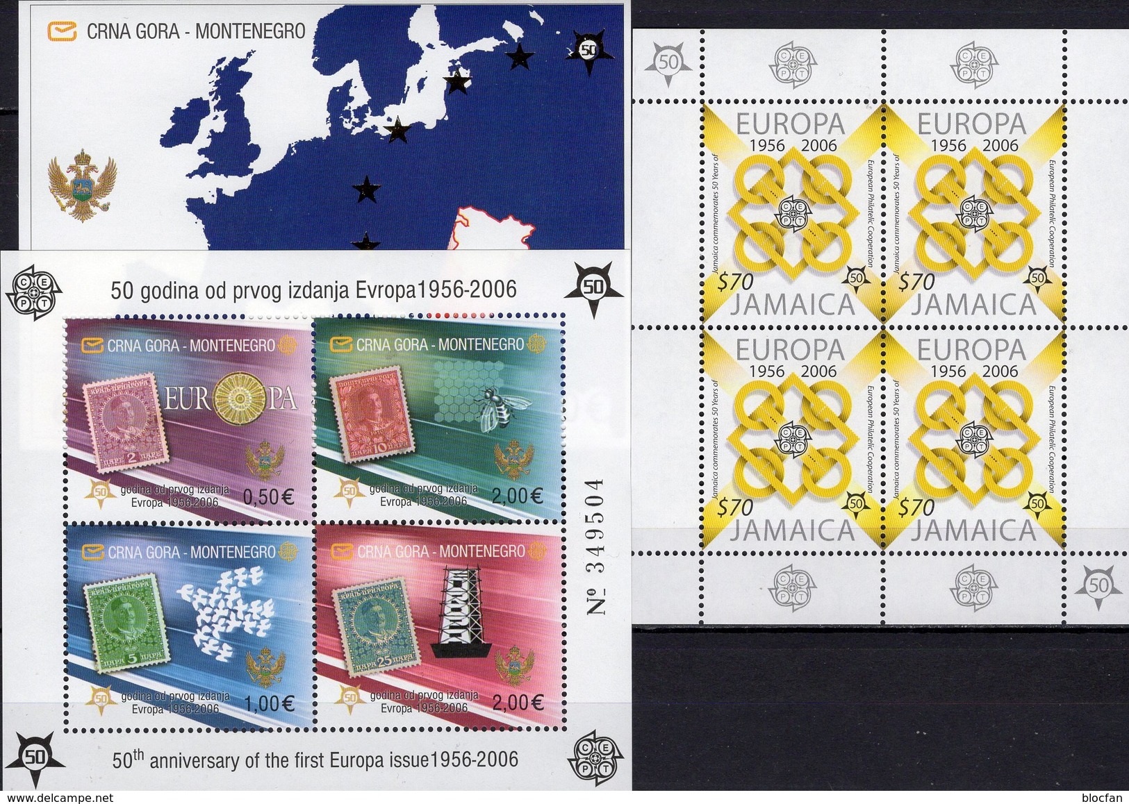 1956-2006 Jamaika 1082 KB,Crna Gora Blocks 2 A+3 ** 58€ Quadrate Kreise Hojas Blocs M/s Sheets Sheetlet S/s Bf CEPT - Jamaique (1962-...)
