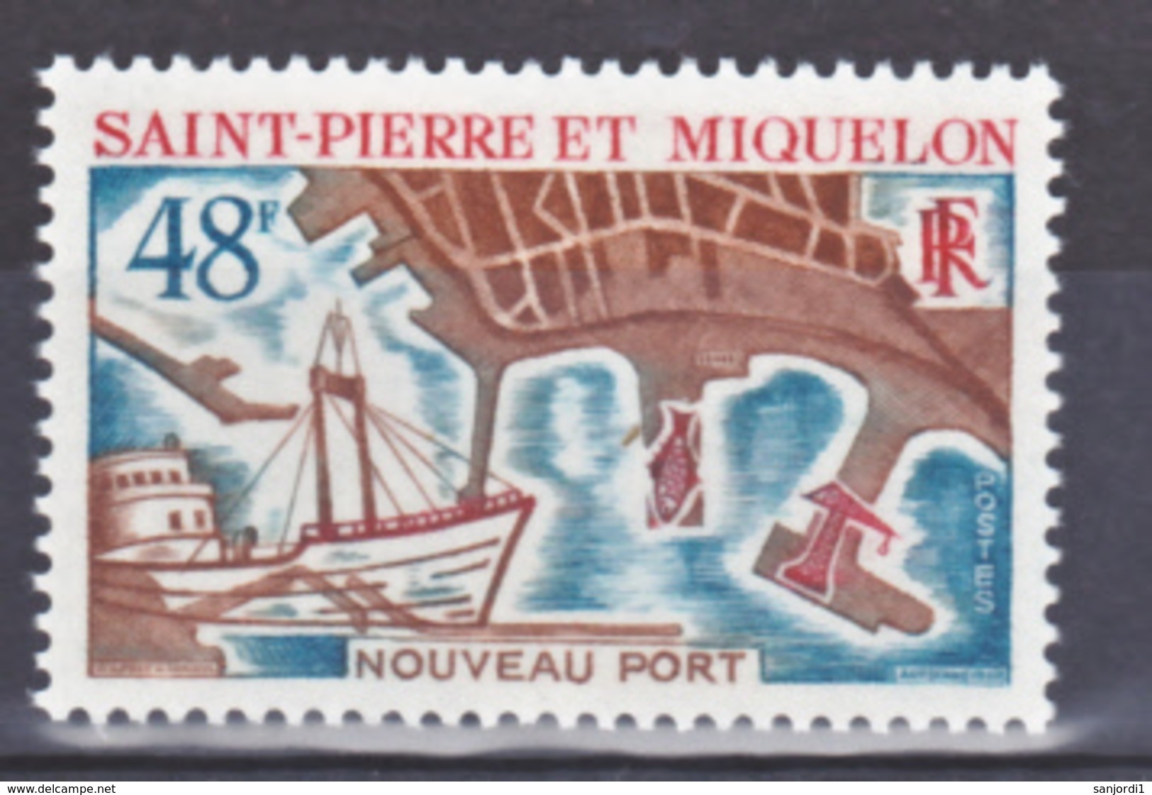 Saint Pierre Et Miquelon  378 Port  Neuf ** MNH Sin Charmela Cote 14.3 - Nuovi
