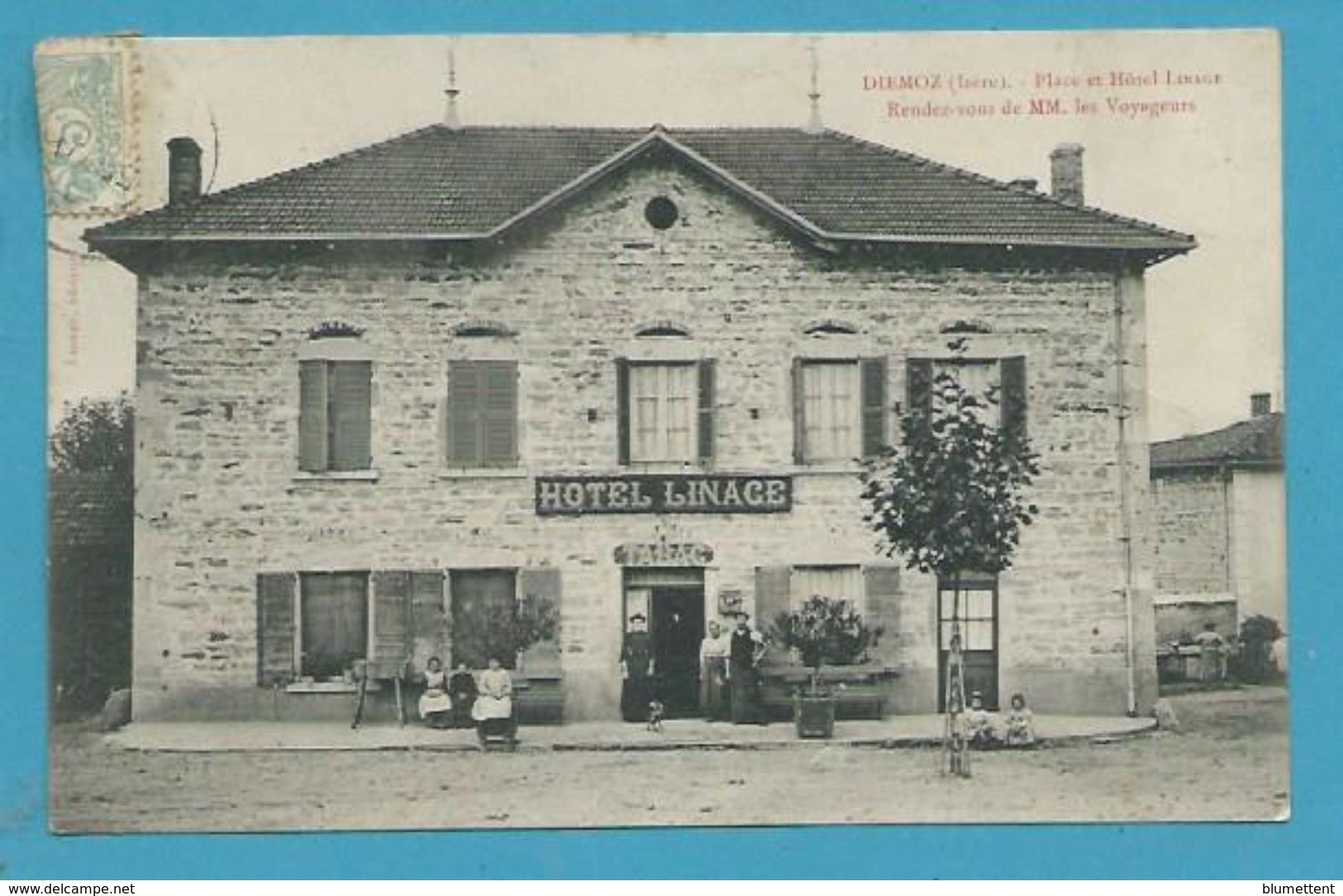 CPA - Hôtel Linage Tabac DIEMOZ 38 - Diémoz