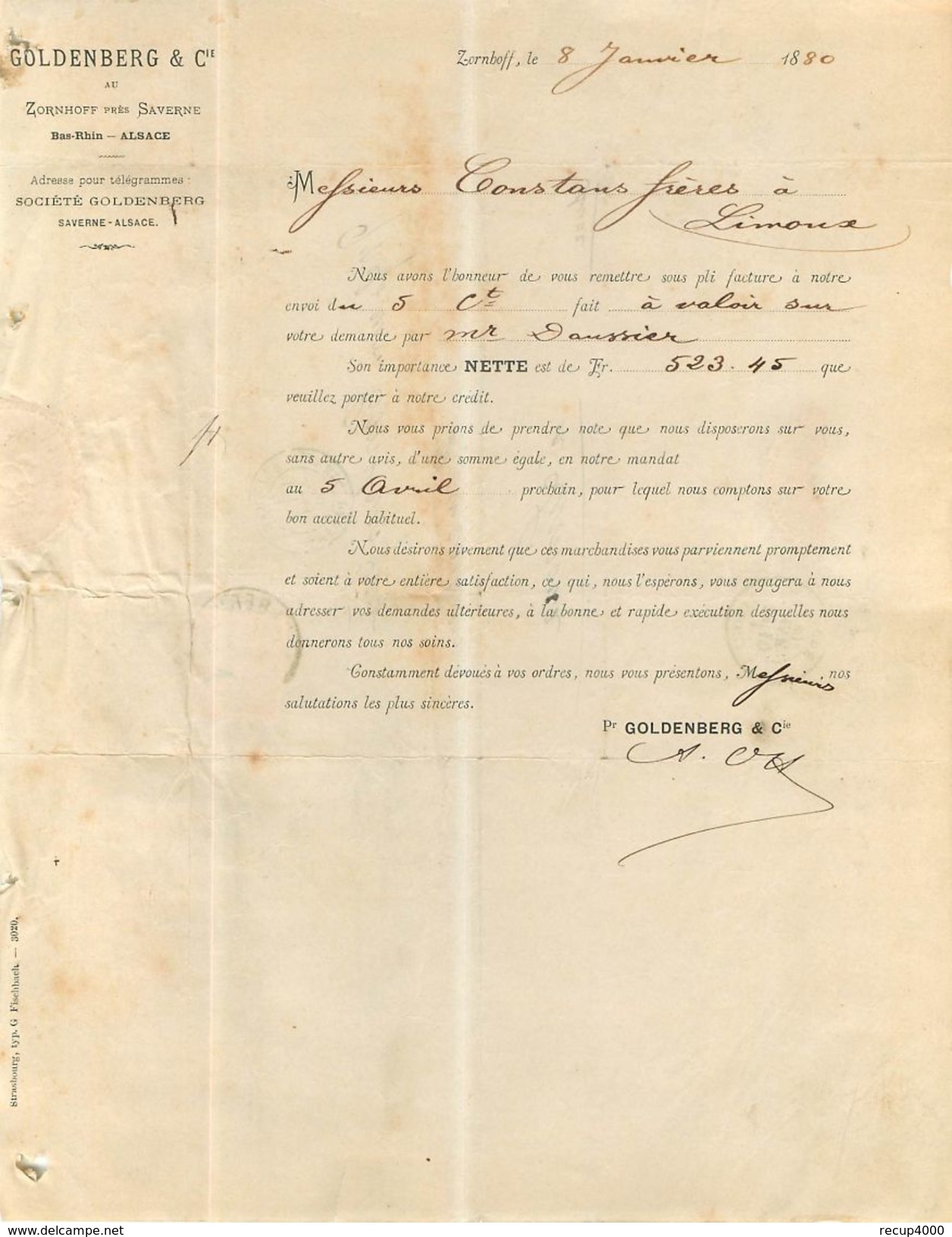 LETTRE Alsace 1880 Zornhoff Près Saverne 1880 Cachet Allemagne ,avric ,paris 2 Scans - Autres & Non Classés