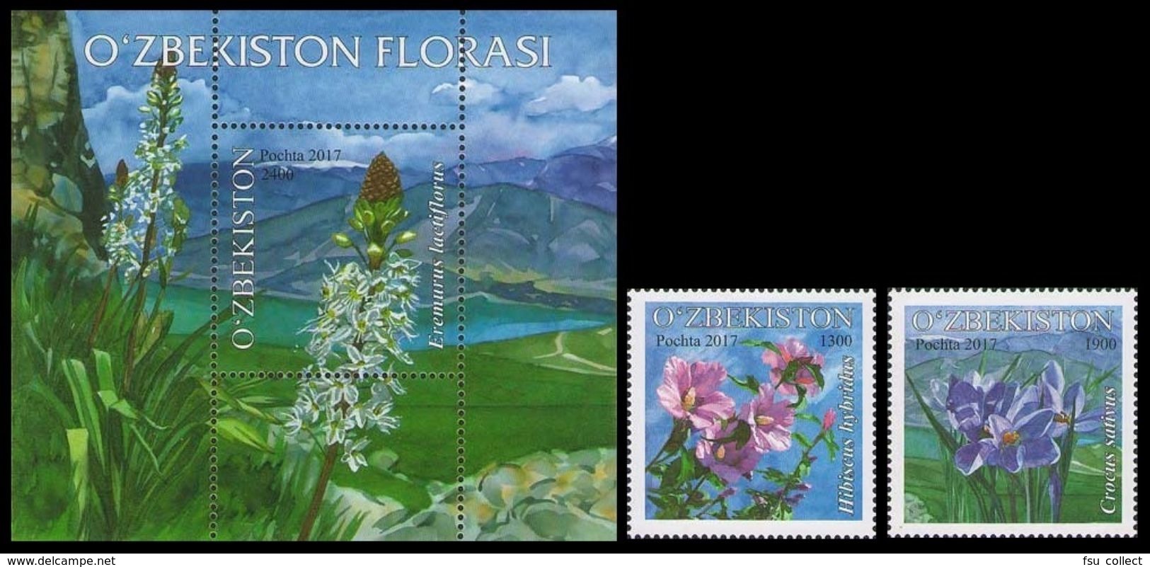 Uzbekistan 2017. SS+2v Flora. Mih.1181-1182 + 1183 (Block 84) MNH ** - Uzbekistan