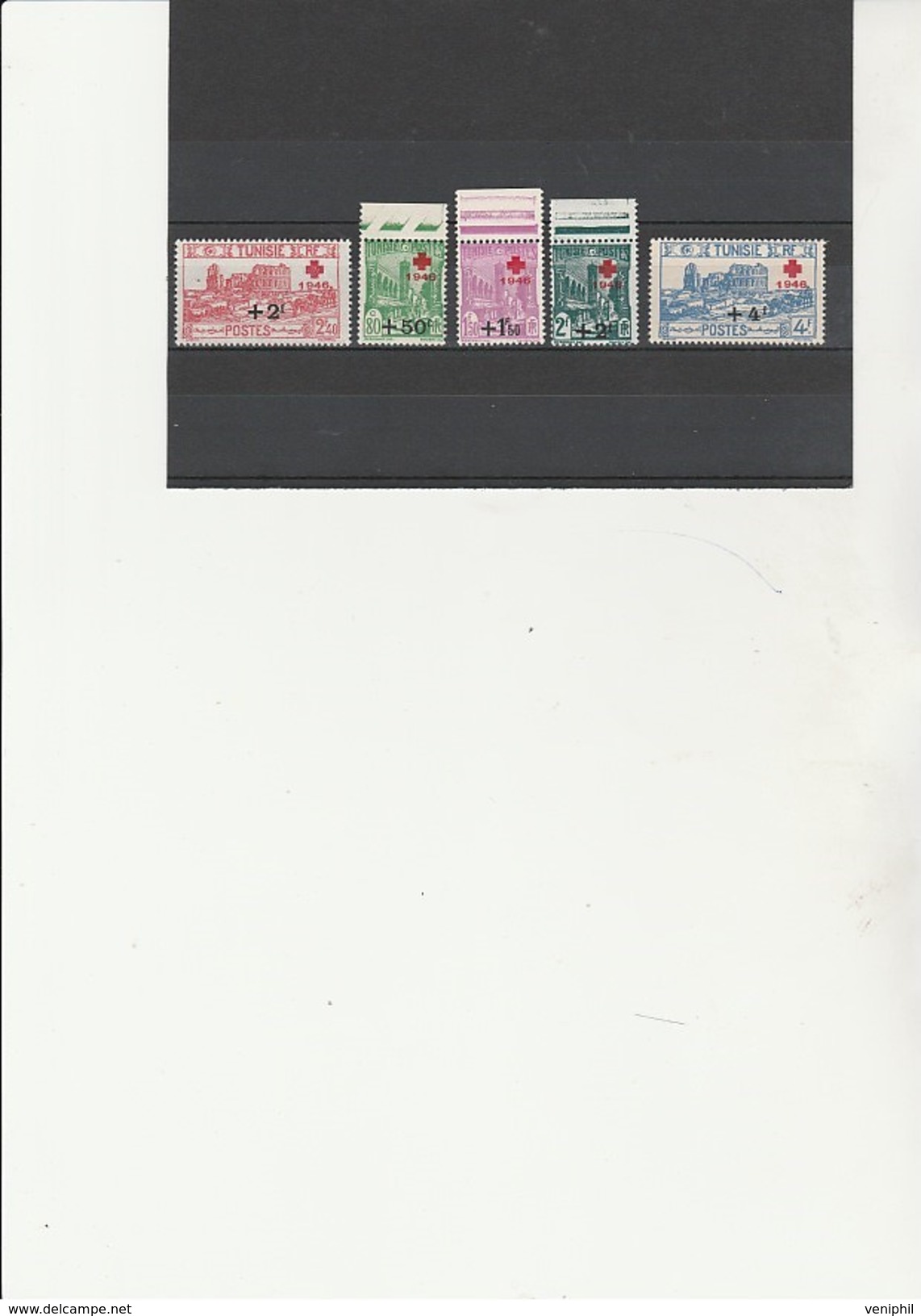TUNISIE - CROIX ROUGE N° 305 A 309  NEUF X  - ANNEE 1946 - Unused Stamps