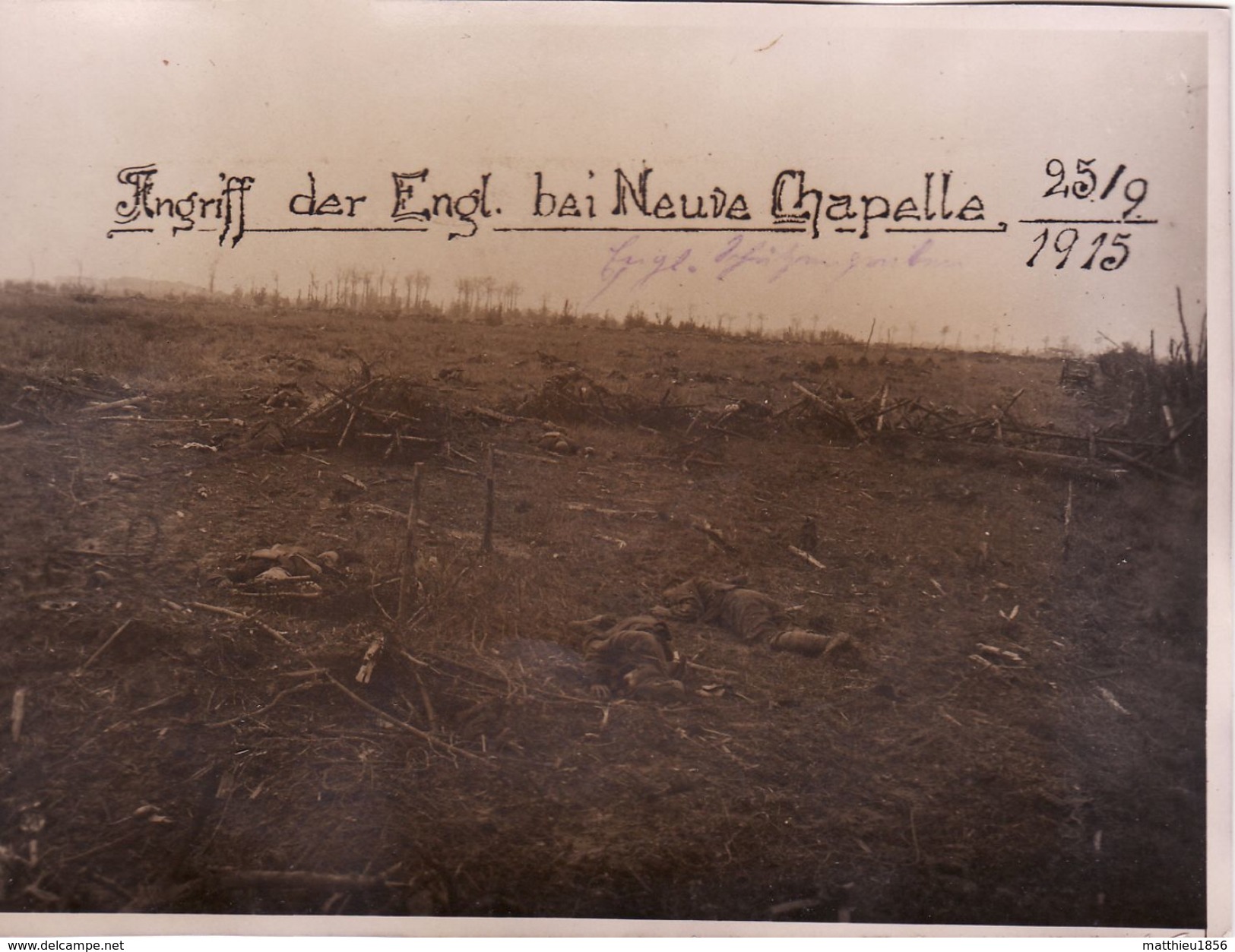 Photo Septembre 1915 NEUVE-CHAPELLE (près La Bassée) - Le Champ De Bataille, Cadavres (A183, Ww1, Wk 1) - Andere & Zonder Classificatie