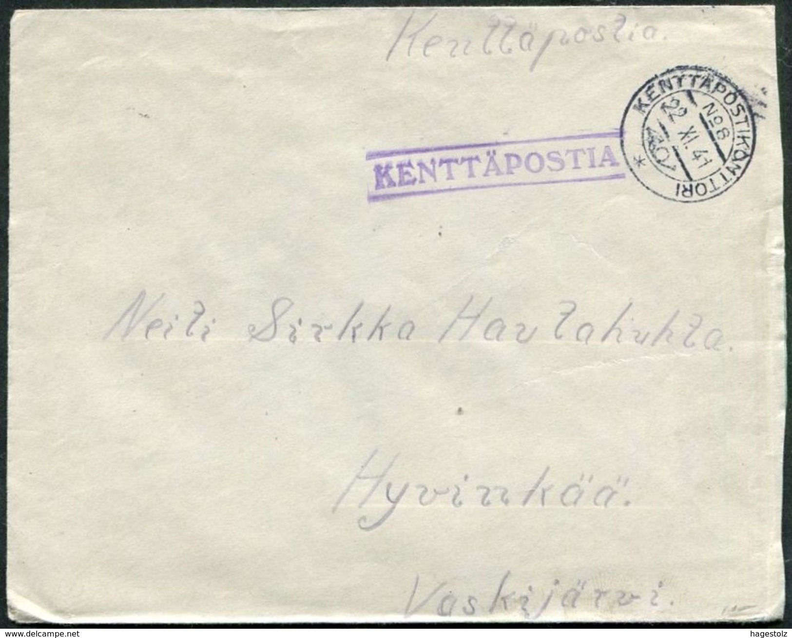 Finland 1941 WW2 Field Post KPK Nr. 8 Military Cover Finnland Feldpost Finlande Poste Militaire WWII - Militaires