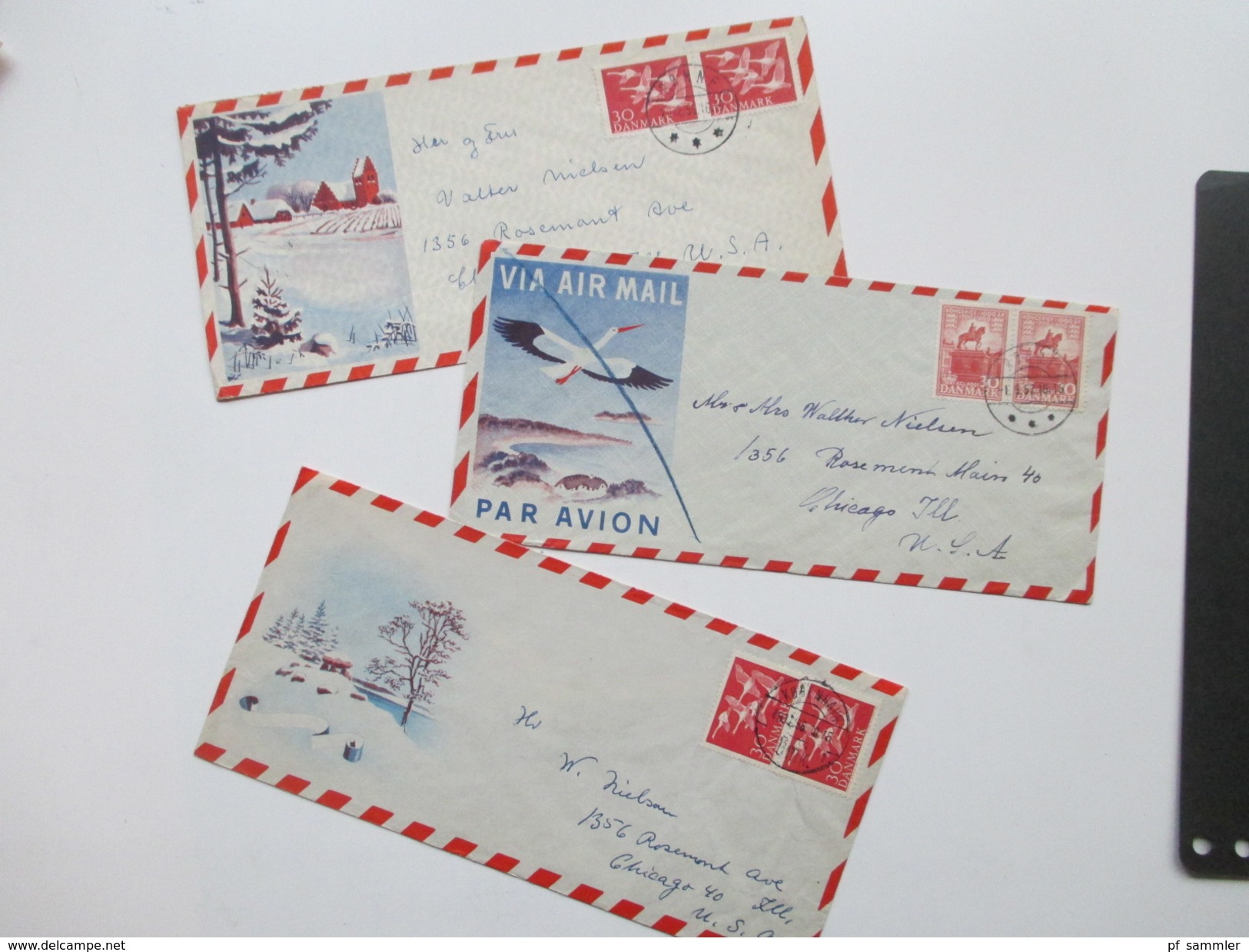 Dänemark 1950/60er Luftpostbelege alle in die USA gelaufen! 89 stk. Viele Jul Marken / Aerogramme! Interessanter Posten!