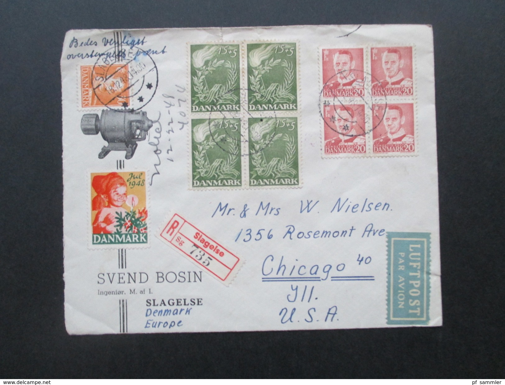 Dänemark 1950/60er Luftpostbelege alle in die USA gelaufen! 89 stk. Viele Jul Marken / Aerogramme! Interessanter Posten!