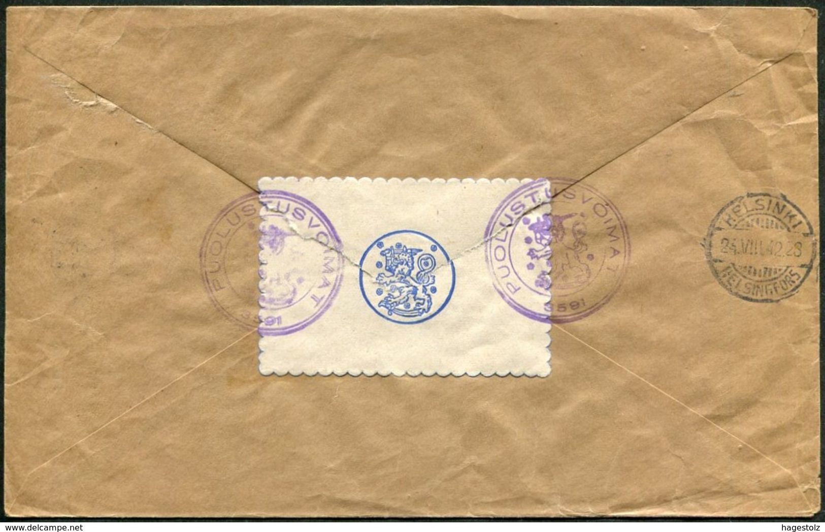 Finland 1942 WW2 Field Post KPK Nr. 14 Official Registered Military Cover With SEAL Label Feldpost Poste Militaire WWII - Military / Militaires / Militair