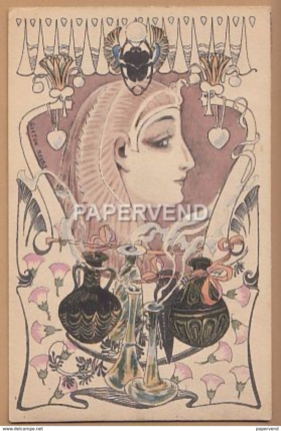 GASTON NOURY  ART NOUVEAU Lady  Ad439 - Other & Unclassified