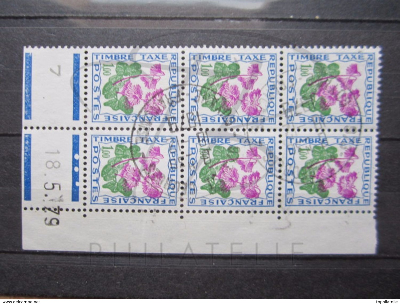 VEND TIMBRES TAXES DE FRANCE N° 102 EN BLOC DE 6 COIN DATE " 18.5.79 " , OBLITERATION " ST-GEOGES - GUYANNE " !!! - Strafport