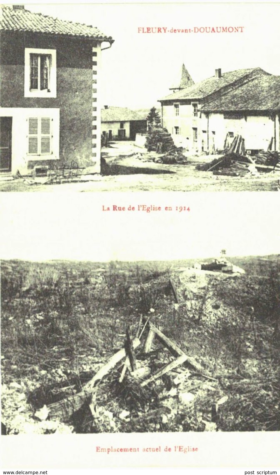 Fleury Devant Douaumont Rue De L'église Avant Et Après Les Bombardement - Guerre 14/18 - Otros & Sin Clasificación