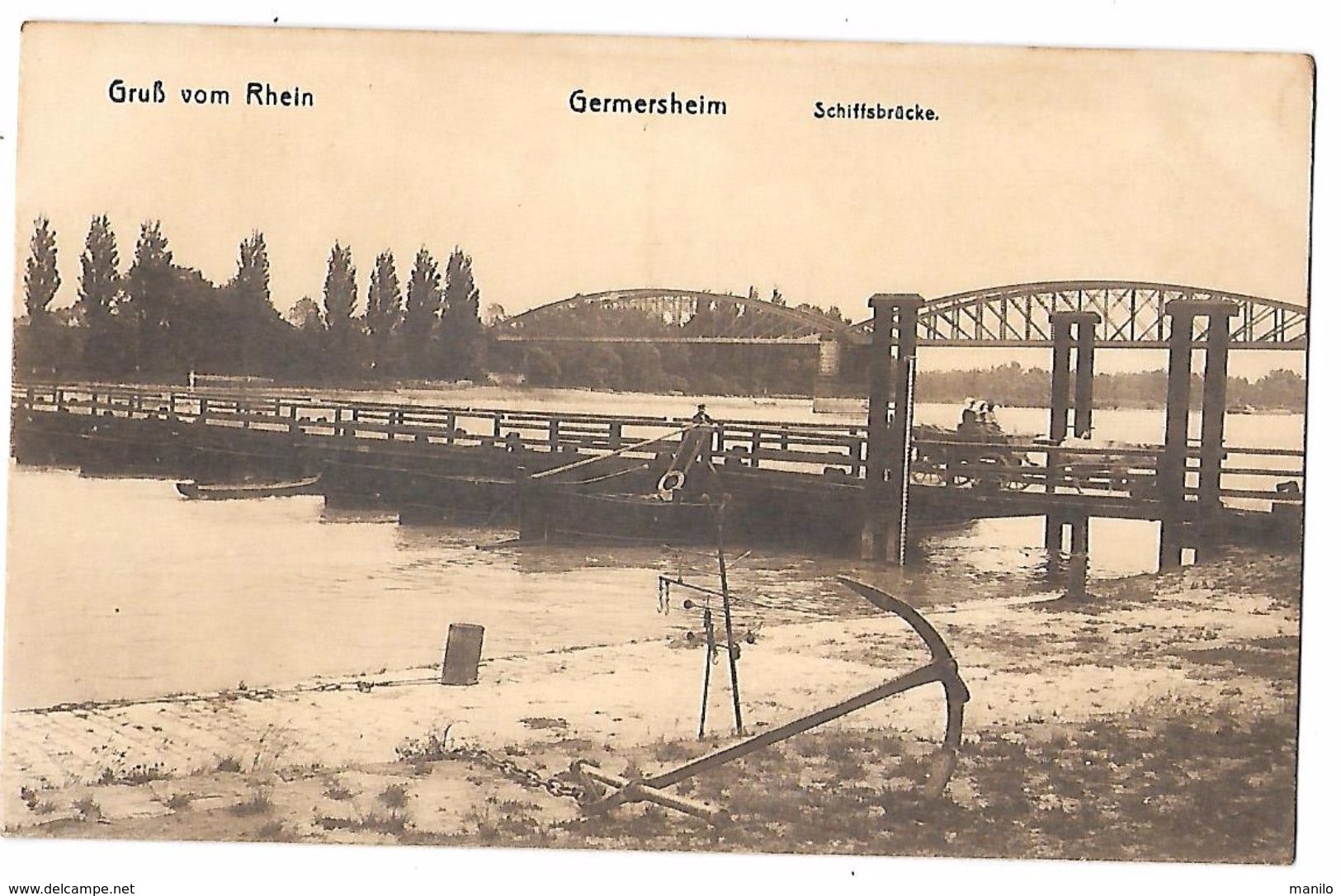 Allemagne - GERMERSHEIM - GRUSS VOM RHEIN - Schiffsbrücke - Ancre De Marine   Edit.verlag Eugen Mayer - Germersheim - Germersheim