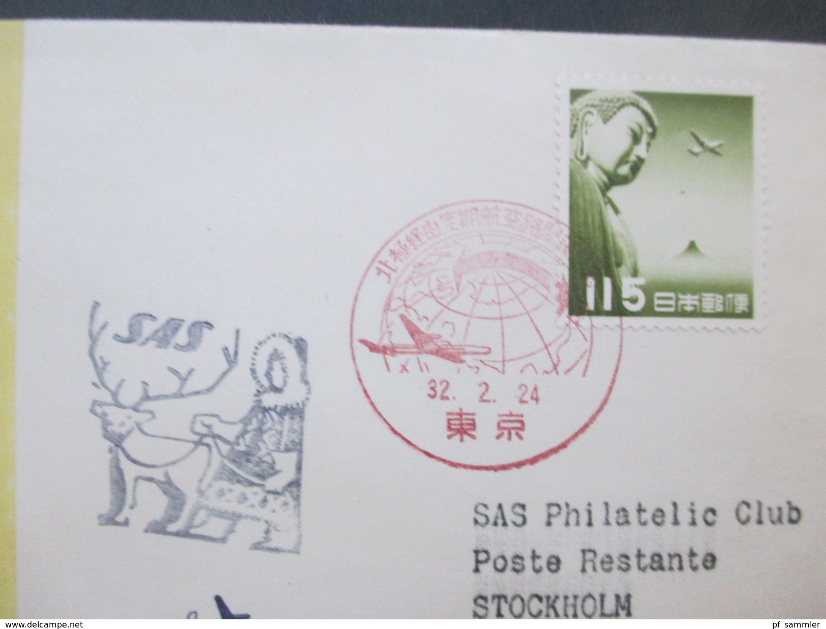 SAS Flüge / Flugpost 1950er Jahre. Dänemark / Grönland / Japan usw. Mit Schwärzung / Postkrieg! SAS Polar.