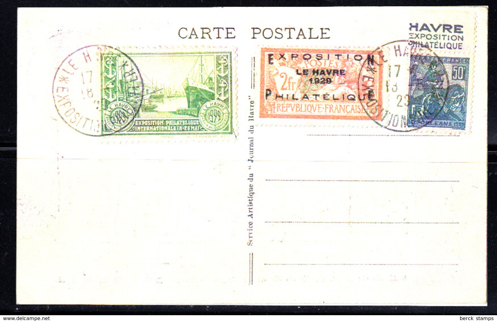 FRANCE - N° 257a - "LE HAVRE 1929" - EXPOSITION PHILATELIQUE  - CARTE OFFICIELLE - RARE. - Lettres & Documents