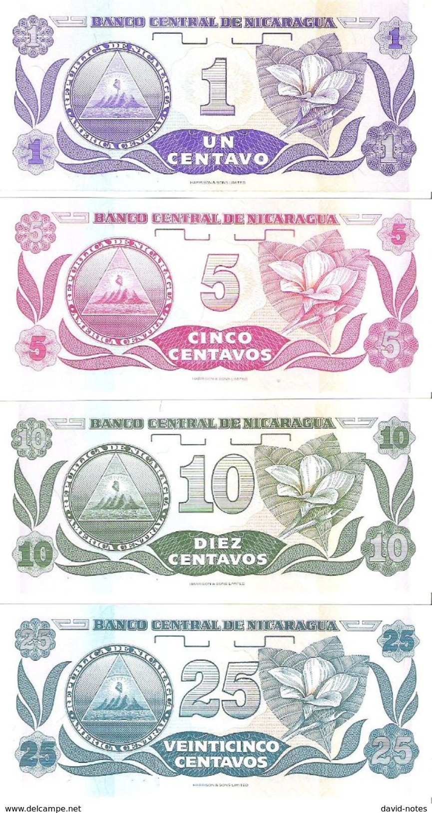 Nicaragua - Pick 167 To 170 - 1, 5, 10, 25 Centavos 1991 - Unc - Nicaragua