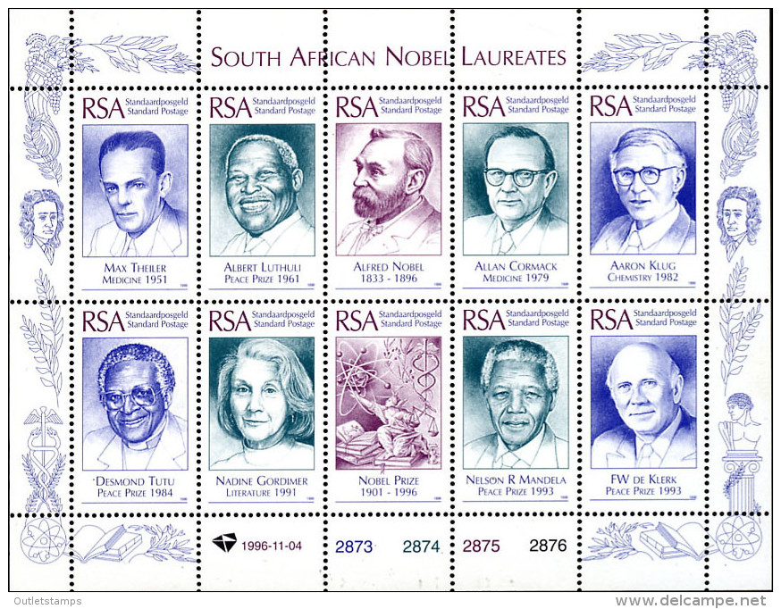 Ref. 281661 * NEW *  - SOUTH AFRICA . 1996. 100 ANIVERSARIO DEL PREMIO NOBEL - Unused Stamps