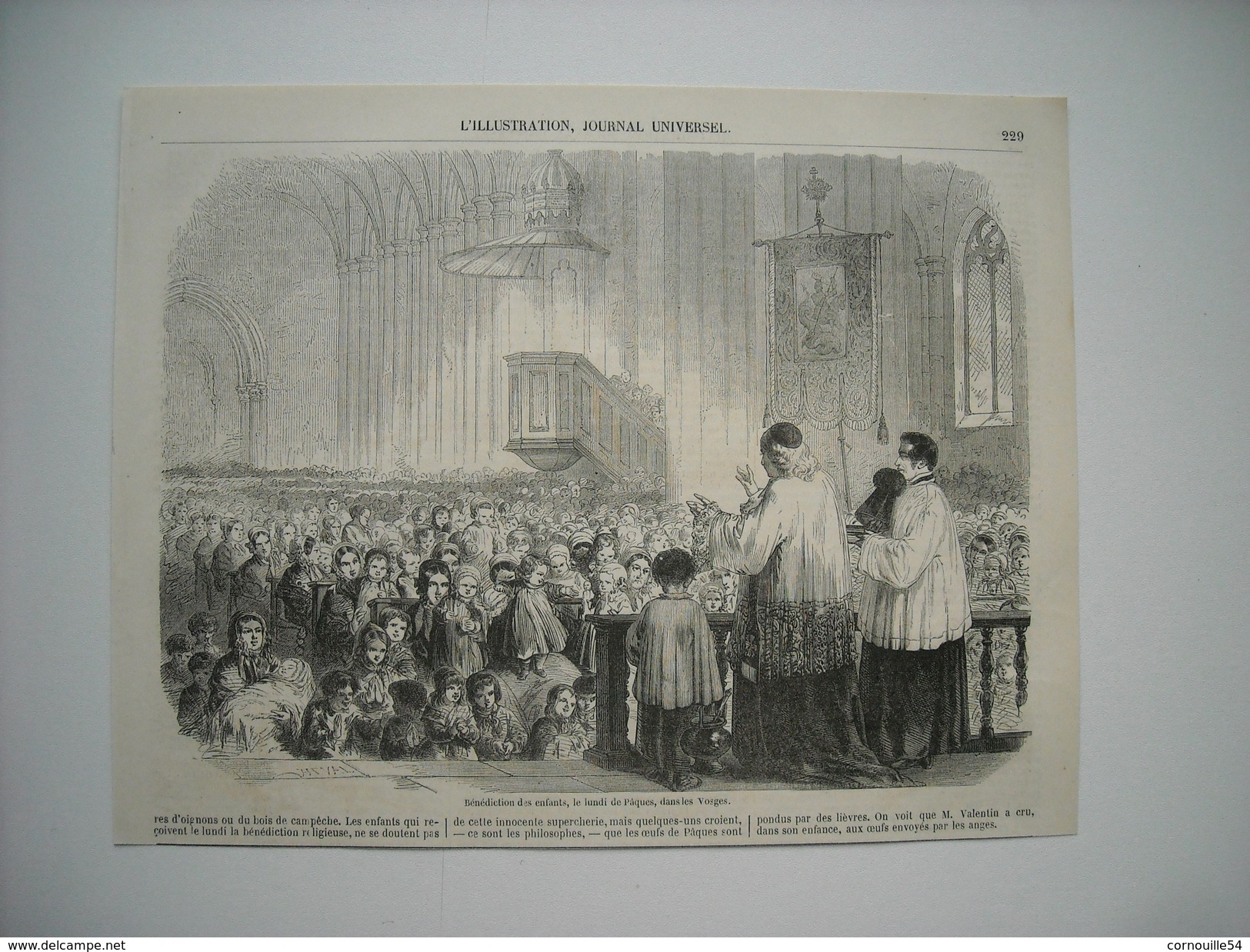 GRAVURE 1855. VOSGES. BENEDICTION DES ENFANTS, LE LUNDI DE Pâques, DANS LES VOSGES. - Prints & Engravings