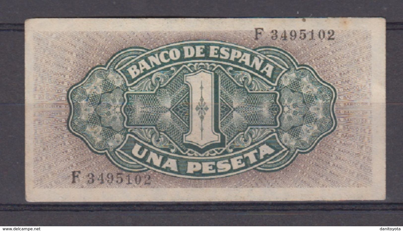 EDIFIL 442a. 1 PTA 4 DE SEPTIEMBRE DE 1940. SERIE F. MANCHITAS MARGEN SUPERIOR. - 1-2 Pesetas