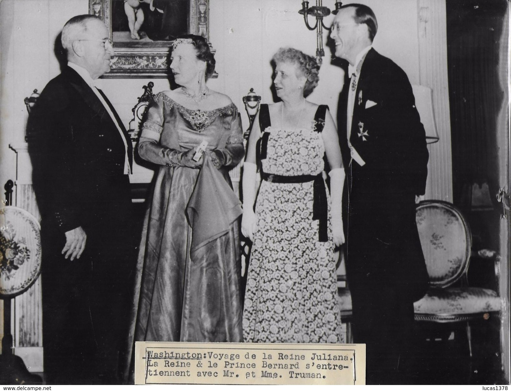 USA / LA REINE JULIANA S ENTRETIENT AVEC LE PRESIDENT TRUMAN  / PHOTO ORIGINALE KEYSTONE ANNEES 47.55 - Beroemde Personen