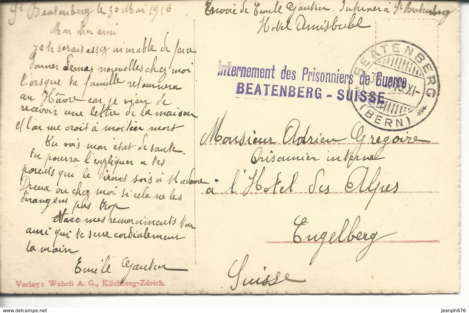 Internement Des Prisonniers De Guerre Beatenberg- Suisse - Guerre De 1914-18