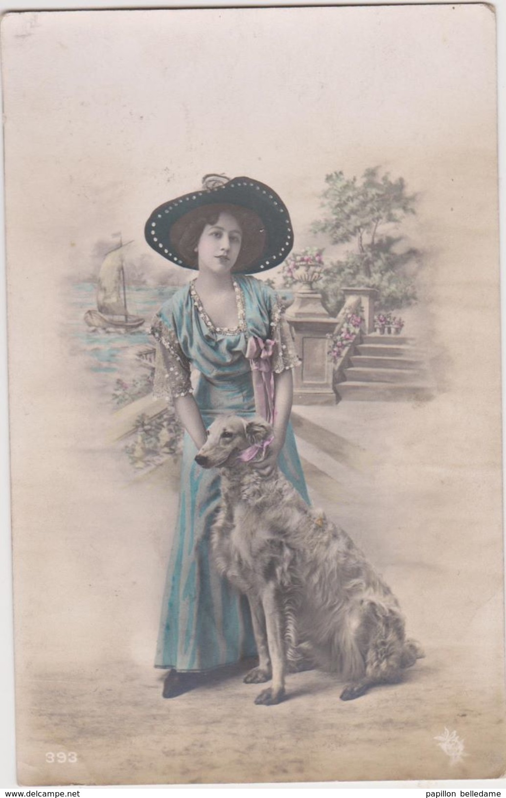 Art Nouveau  Femme Chapeau Chien Lévrier - Femmes