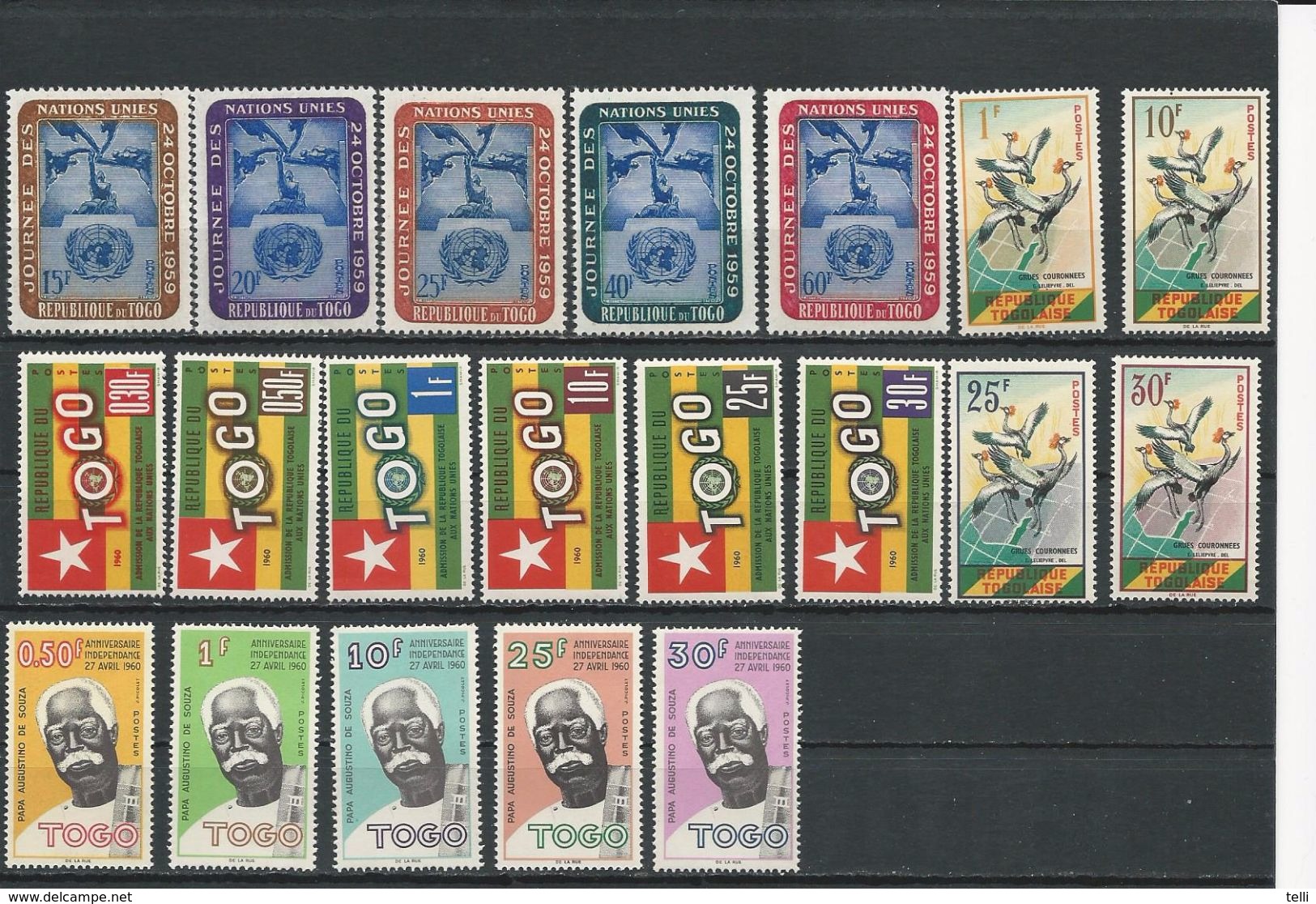 TOGO Scott 364-368, 386-391, 392-395, 396-400 Yvert  295-299, 319-324, 325-328, 329-333 (20) ** Cote 7,75$ 1961 - Togo (1960-...)