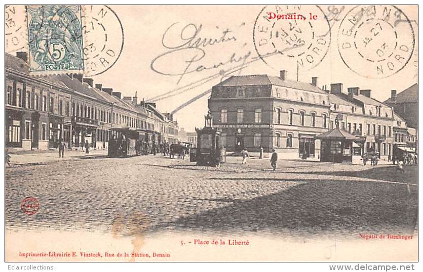 Denain     59         Place De La Liberté . Tramway                (voir Scan) - Denain