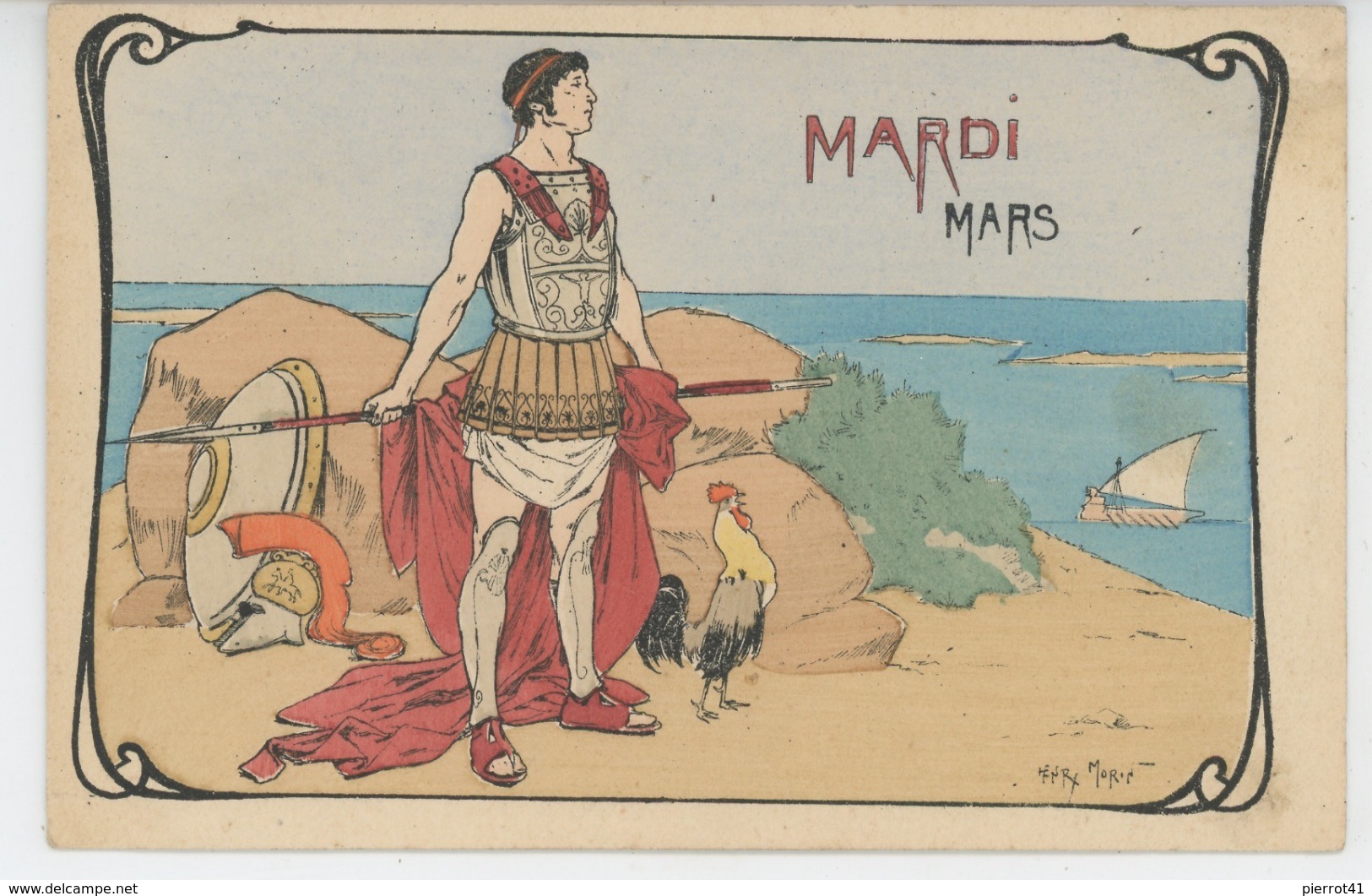 Illustrateur HENRI MORIN - Jolie Carte Fantaisie Dieu MARS - Jour De La Semaine MARDI - Morin, Henri