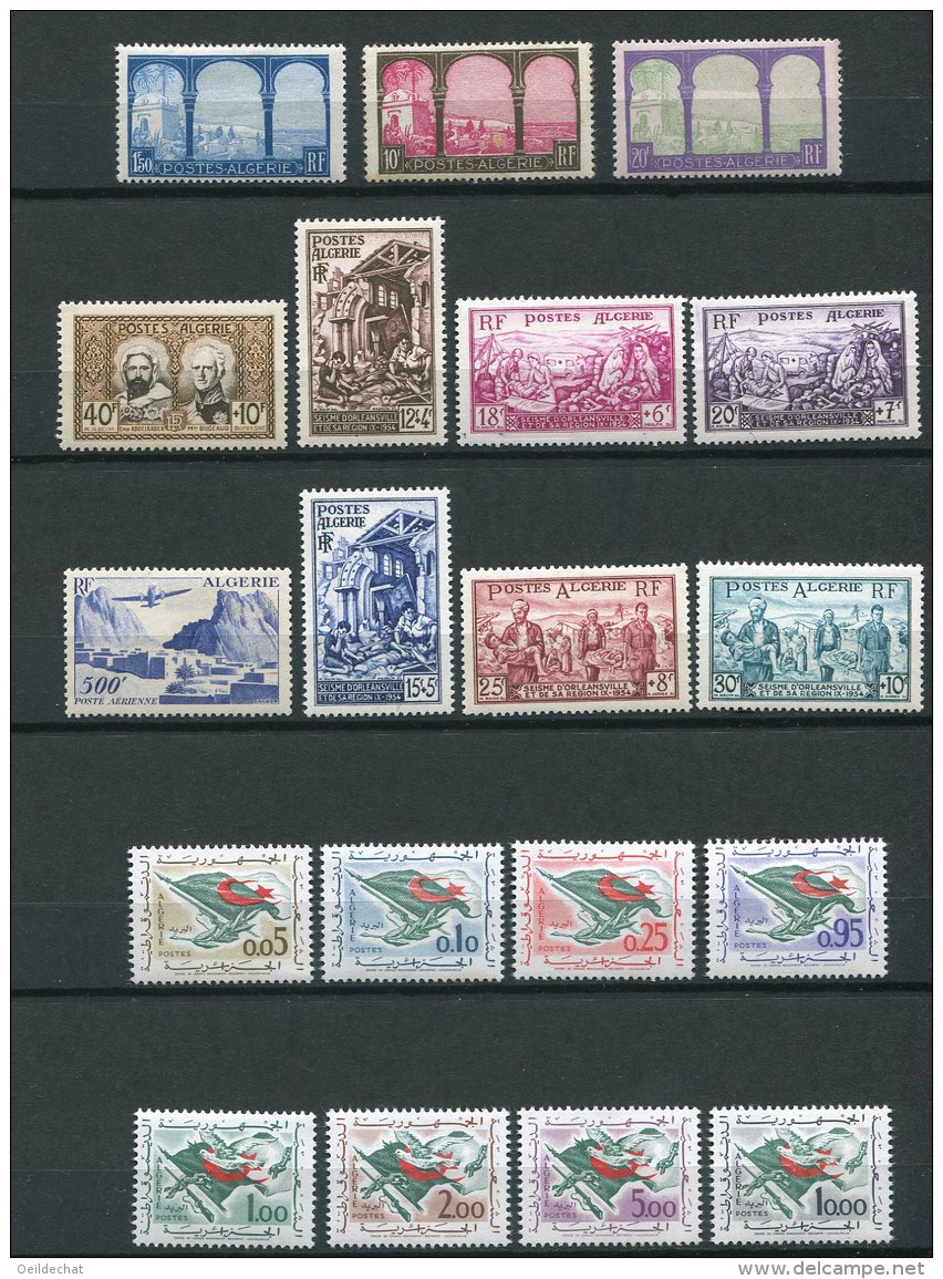 5531   ALGERIE   Collection*  N° 83/5, 285, 319/24, 369/76, PA 12  Cote : 214€    TB/TTB - Collections