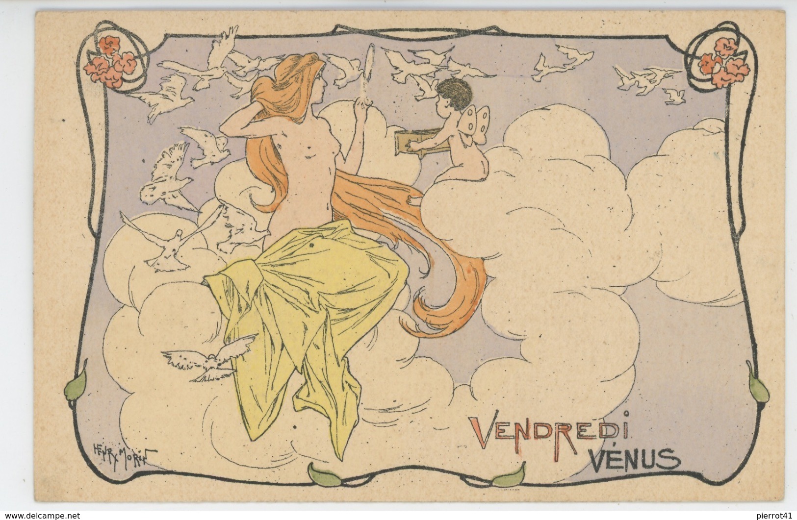 Illustrateur HENRI MORIN - Jolie Carte Fantaisie Déesse VENUS - Jour De La Semaine VENDREDI - Morin, Henri