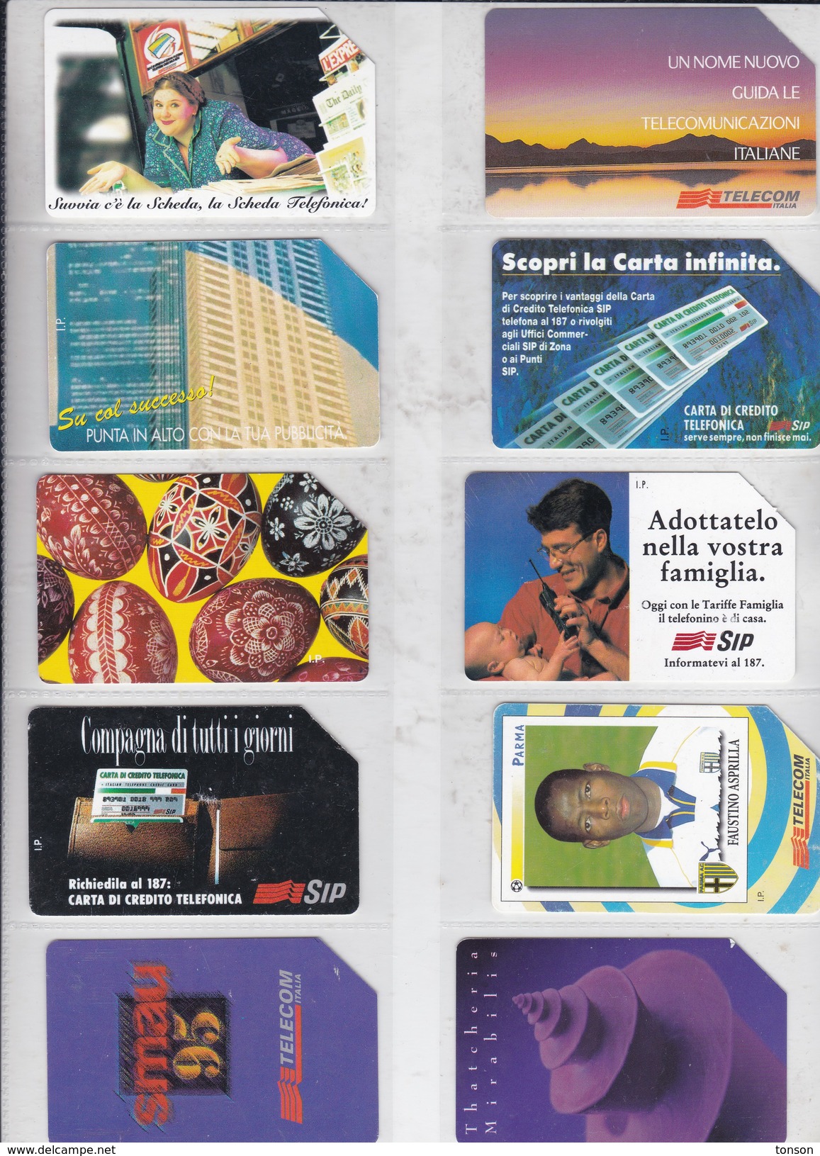 Italy, 10 Different Cards Number 36, Football, Credit Cards, Sea Shell, 2 Scans. - Collections