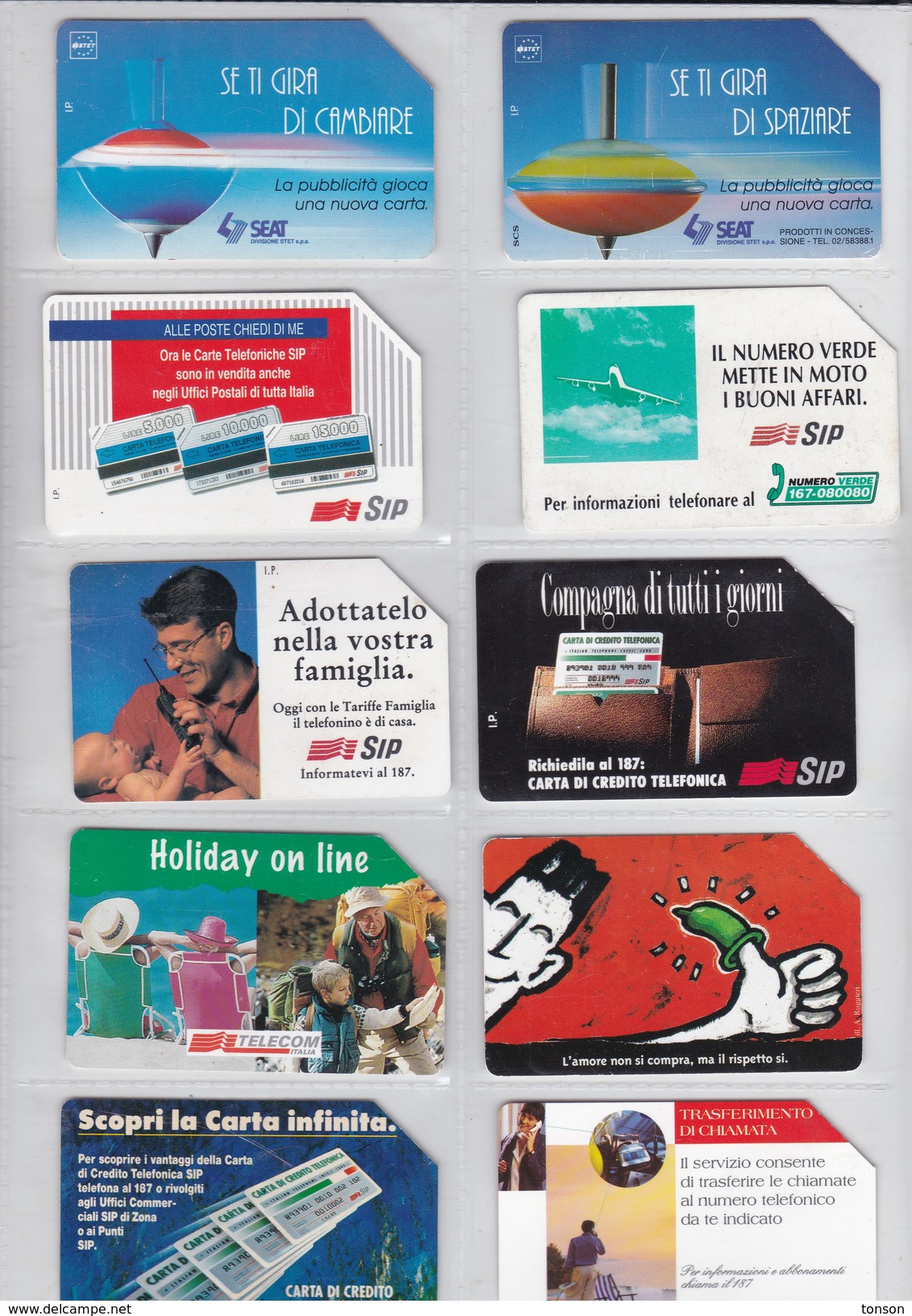 Italy, 10 Different Cards Number 43, Airplane, AIDS, Holliday, 2 Scans. - Verzamelingen