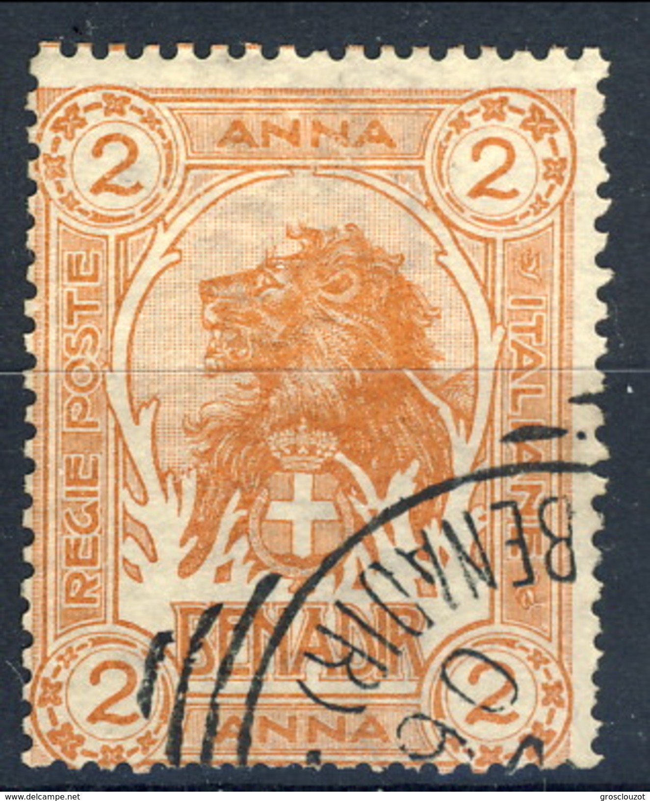 Somalia 1903 N. 4 A. 2 Arancio Bruno Usato Cat. € 55 - Somalia