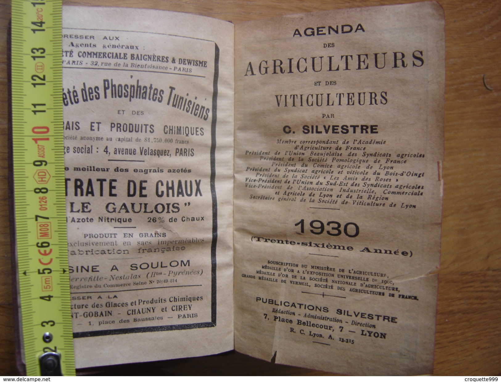 1930 AGENDA AGRICULTEURS ET VITICULTEURS Silvestre Paysans Produits Traitements - Autres & Non Classés