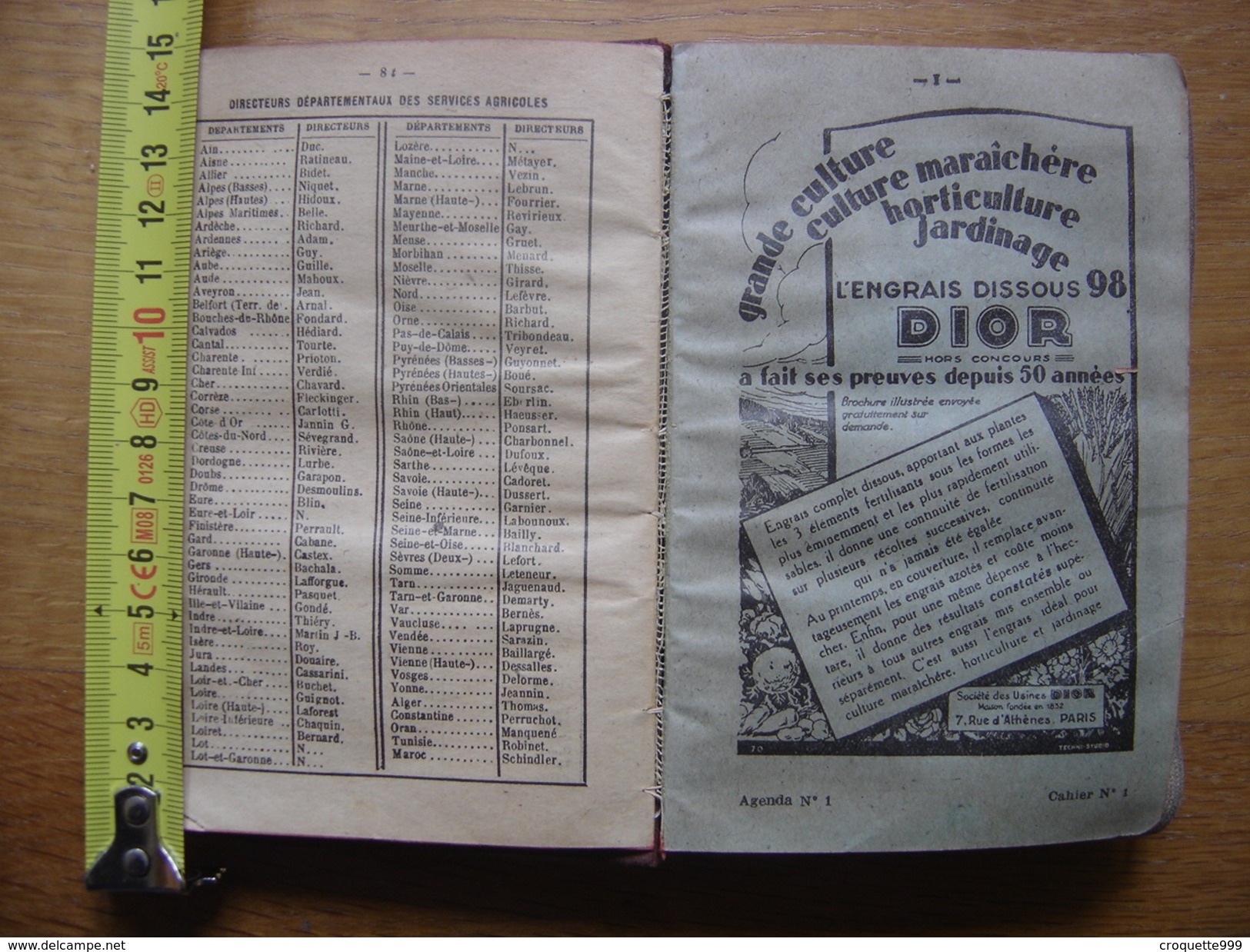 1930 AGENDA AGRICULTEURS ET VITICULTEURS Silvestre Paysans Produits Traitements - Autres & Non Classés