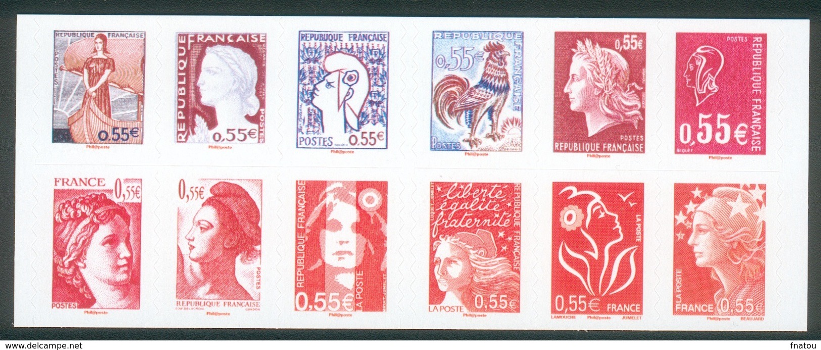 France, Faces Of The Fifth Republic, 2008, MNH VF  Booklet Of 12 Self-adhesive - Commemoratives