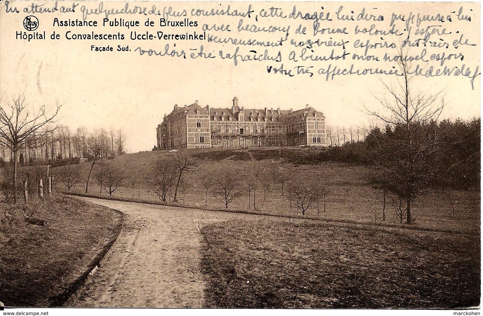 BRUXELLES (1180) : Façade Sud De L'Hôpital De Convalescents De L'Assistance Publique De Bruxelles, à Verrewinkel. CPA. - Santé, Hôpitaux